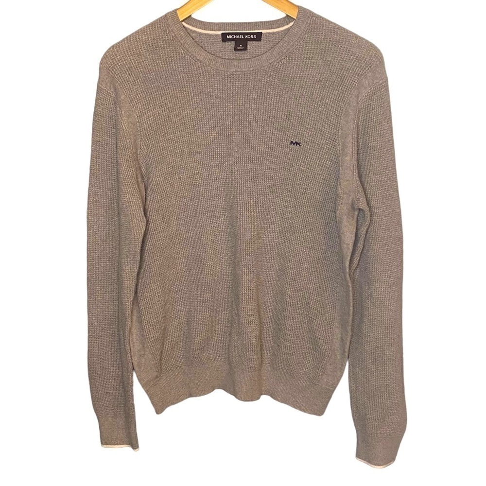 Michael Kors Gray Long Sleeve Waffle Knit Shirt Size M